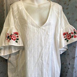 3X Ava & Viv Embroidered Cotton Shirt Top Blouse
